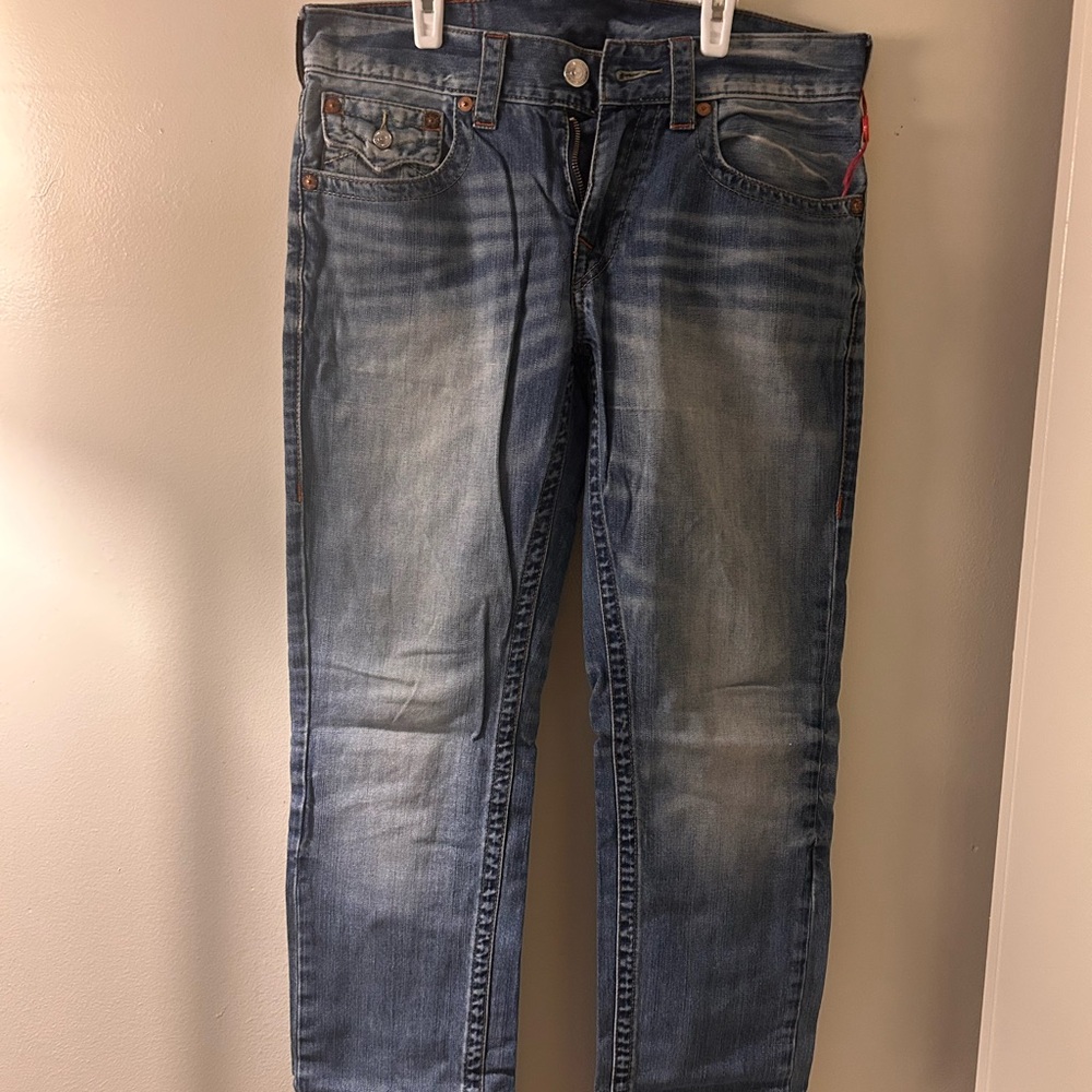 True Religion Men's Faded Blue Straight Jeans